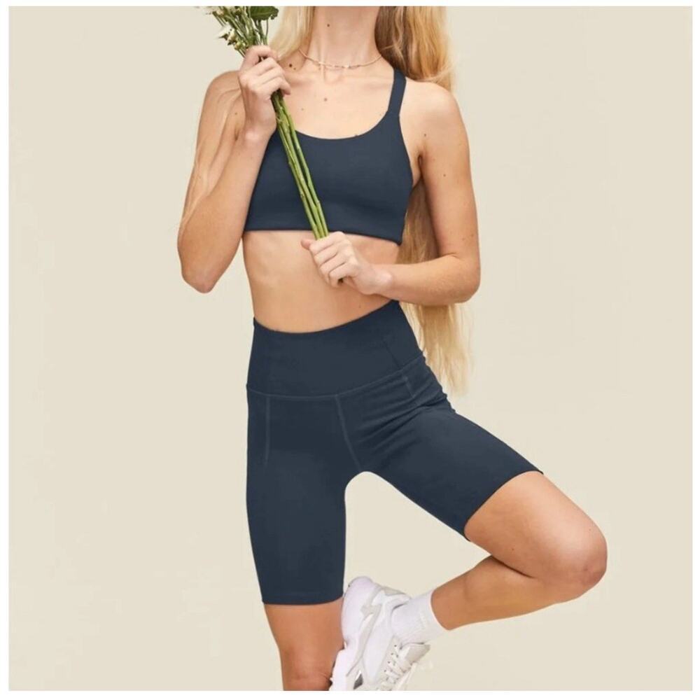 Girlfriend Collective Blue High Rise Bike Shorts Sz Xs
